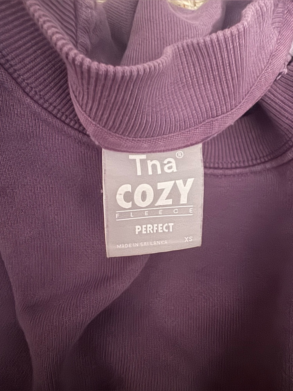 tna by aritzia the cozy fleece purple crop crewneck - Picture 3 of 4